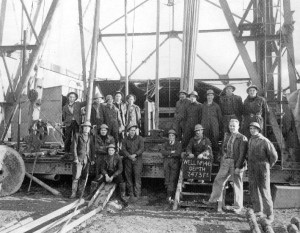 The deepest well to be drilled at Dukes Wood was No 146 to a depth of 7473feet. Pictured above are members of the drilling team involved in this achievement. 